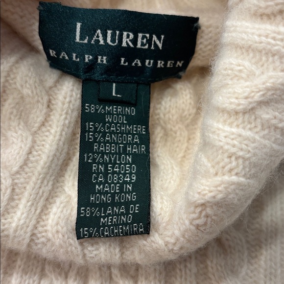 Lauren Ralph Lauren Cream Cable Knit Turtleneck Sweater size L - Picture 5 of 9